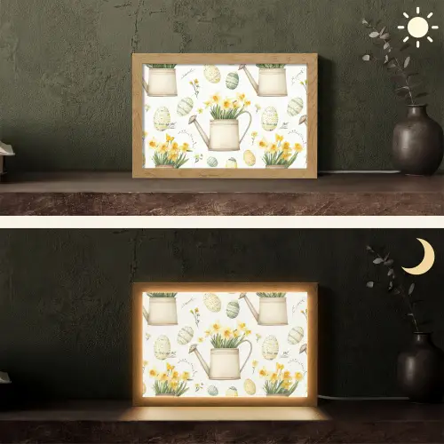 Gieter - Bloemen - Eieren Light Box met kabel (Tafellamp) klein -sfeer3