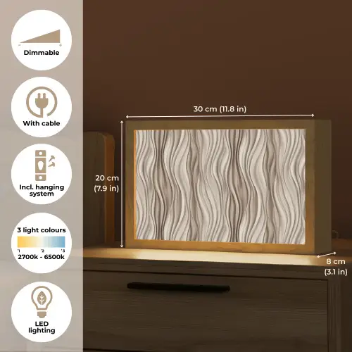 Golven - 3D - Crème Light Box met kabel (Tafellamp) klein 924 -USP_EN