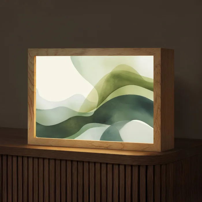 Golven - Abstract - Lichtgroen - Sierlijk Light Box met kabel (Tafellamp) klein -z3d_website