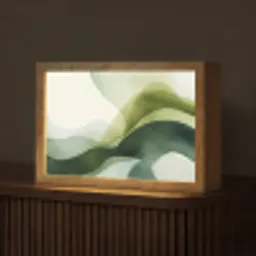 Golven - Abstract - Lichtgroen - Sierlijk Light Box met kabel (Tafellamp) klein -z3d_website