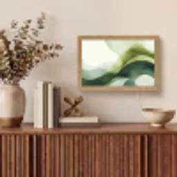 Golven - Abstract - Lichtgroen - Sierlijk Light Box met kabel (Tafellamp) klein -sfeer2