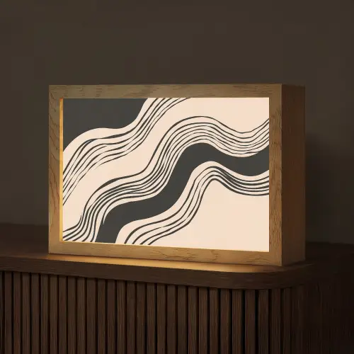 Golven - Zwart - Zandkleur Light Box met kabel (Tafellamp) klein -z3d_website