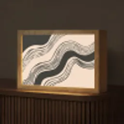 Golven - Zwart - Zandkleur Light Box met kabel (Tafellamp) klein -z3d_website