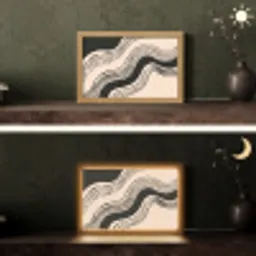 Golven - Zwart - Zandkleur Light Box met kabel (Tafellamp) klein -sfeer3