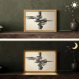 Golven - Penseelstreken - Beige - Minimalistisch Light Box met kabel (Tafellamp) klein -sfeer3