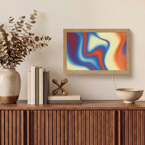 Golven - Kleurrijk - Abstract Light Box met kabel (Tafellamp) klein -sfeer2