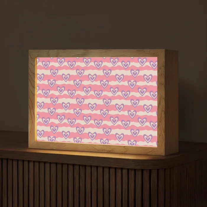 Golven - Patroon - Hartjes - Retro Light Box met kabel (Tafellamp) klein 924 -z3d_website