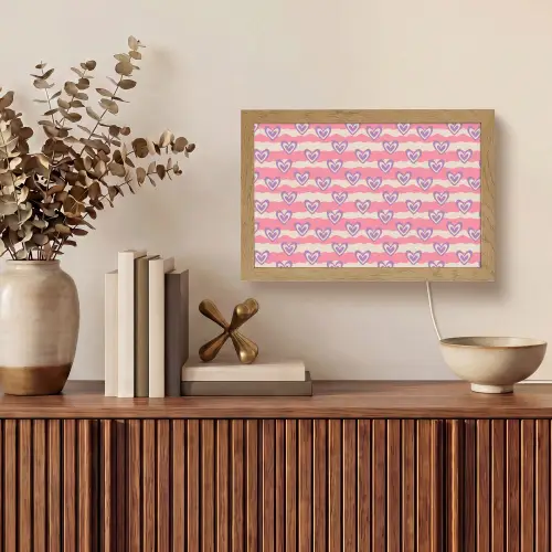 Golven - Patroon - Hartjes - Retro Light Box met kabel (Tafellamp) klein 924 -sfeer2