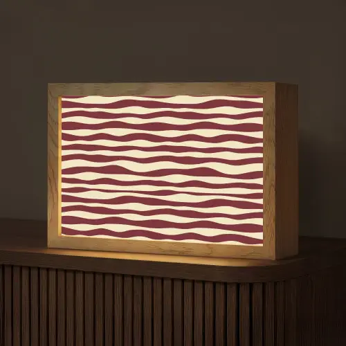 Golven - Rood - Patroon - Crème Light Box met kabel (Tafellamp) klein 924 -z3d_website