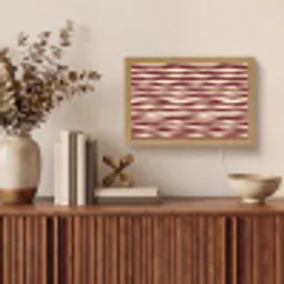 Golven - Rood - Patroon - Crème Light Box met kabel (Tafellamp) klein 924 -sfeer2