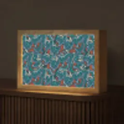 Golven - Retro - Blauw - Patroon Light Box met kabel (Tafellamp) klein 924 -z3d_website