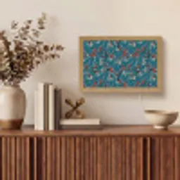Golven - Retro - Blauw - Patroon Light Box met kabel (Tafellamp) klein 924 -sfeer2