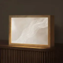 Golvende lijnen - Vloeiend - Zandkleurig Light Box met kabel (Tafellamp) klein -z3d_website