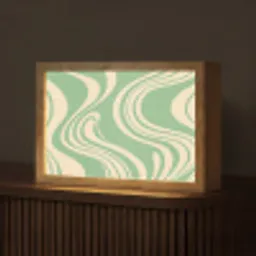 Golvende lijnen - Mintgroen - Dansende vormen Light Box met kabel (Tafellamp) klein -z3d_website
