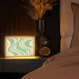 Golvende lijnen - Mintgroen - Dansende vormen Light Box met kabel (Tafellamp) klein -sfeer1