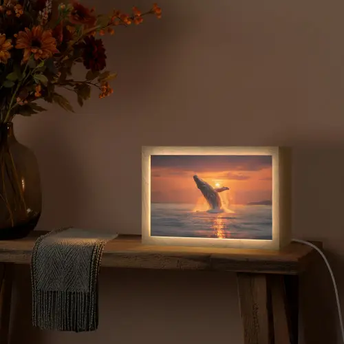 Walvis - Zon - Zee Light Box met kabel (Tafellamp) klein -sfeer4