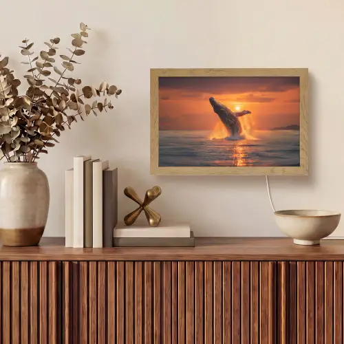Walvis - Zon - Zee Light Box met kabel (Tafellamp) klein -sfeer2
