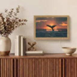Walvis staart - Water - Zonsondergang Light Box met kabel (Tafellamp) klein -sfeer2