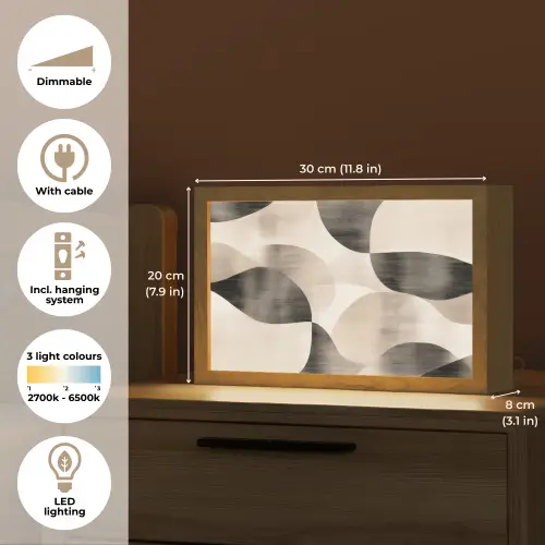 Grillige vormen - Subtiele overgangen - Dynamisch Light Box met kabel (Tafellamp) klein -USP_EN
