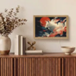 Witte vos - wolken - maan Light Box met kabel (Tafellamp) klein -sfeer2