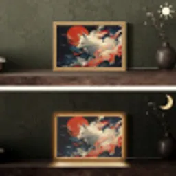 Witte vos - wolken - maan Light Box met kabel (Tafellamp) klein -sfeer3