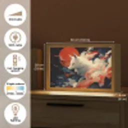Witte vos - wolken - maan Light Box met kabel (Tafellamp) klein -USP_EN