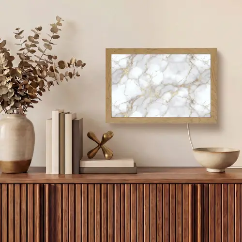 Wit - Goud - Marmer - Grijs Light Box met kabel (Tafellamp) klein 924 -sfeer2