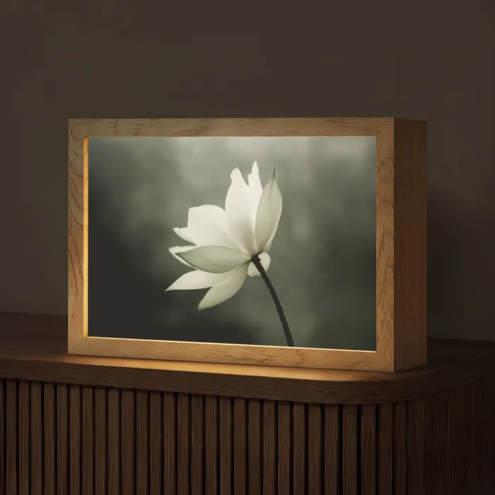 Wit - Lotus - Donker - Bloem Light Box met kabel (Tafellamp) klein -z3d_website