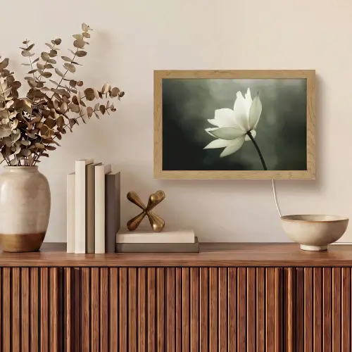 Wit - Lotus - Donker - Bloem Light Box met kabel (Tafellamp) klein -sfeer2