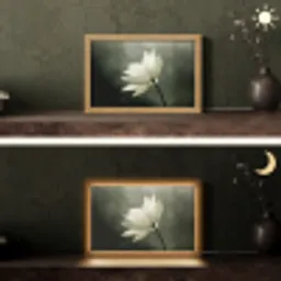 Wit - Lotus - Donker - Bloem Light Box met kabel (Tafellamp) klein -sfeer3
