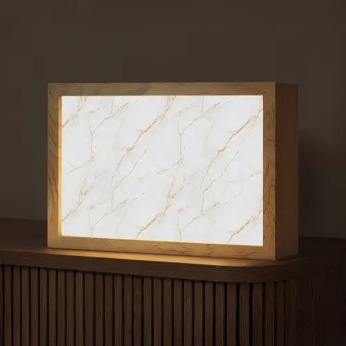 Wit - Marmer - Goud - Luxueus Light Box met kabel (Tafellamp) klein 924 -z3d_website