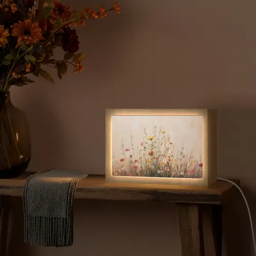 Wilde bloemen - Penseelstreken - Rustgevend Light Box met kabel (Tafellamp) klein -sfeer4