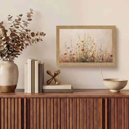 Wilde bloemen - Penseelstreken - Rustgevend Light Box met kabel (Tafellamp) klein -sfeer2