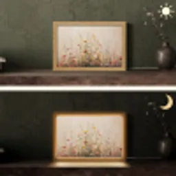Wilde bloemen - Penseelstreken - Rustgevend Light Box met kabel (Tafellamp) klein -sfeer3