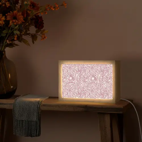 Kronkelende lijn - Magenta - Crème Light Box met kabel (Tafellamp) klein 924 -sfeer4