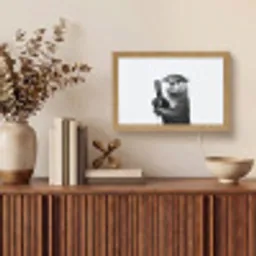 Wijnfles - Otter - Zwart Light Box met kabel (Tafellamp) klein -sfeer2