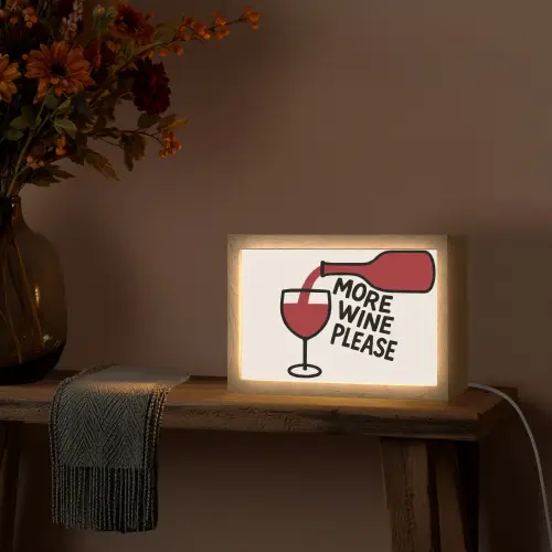 Wijnfles - Quote - Rood - Glas Light Box met kabel (Tafellamp) klein -sfeer4
