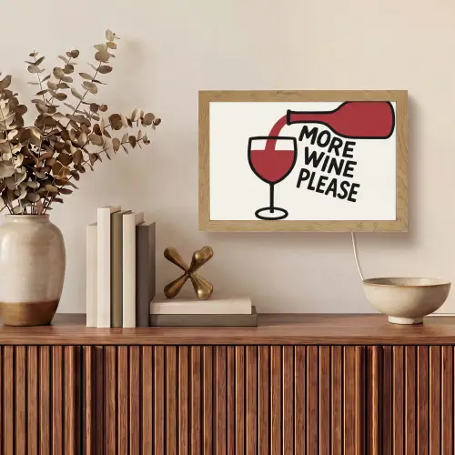Wijnfles - Quote - Rood - Glas Light Box met kabel (Tafellamp) klein -sfeer2