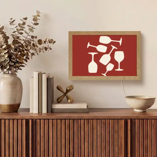 Wijnglazen - Silhouetten - Wit Light Box met kabel (Tafellamp) klein -sfeer2