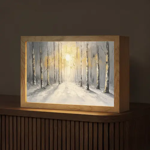 Winter - Abstract - Sneeuw - Natuur - Zon Light Box met kabel (Tafellamp) klein -z3d_website