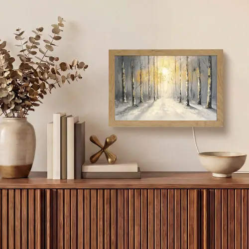 Winter - Abstract - Sneeuw - Natuur - Zon Light Box met kabel (Tafellamp) klein -sfeer2