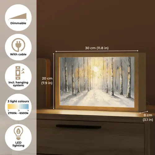 Winter - Abstract - Sneeuw - Natuur - Zon Light Box met kabel (Tafellamp) klein -USP_EN