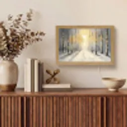 Winter - Abstract - Sneeuw - Natuur - Zon Light Box met kabel (Tafellamp) klein -sfeer2