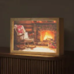 Winter - Kerst - Huis - Openhaard Light Box met kabel (Tafellamp) klein -z3d_website