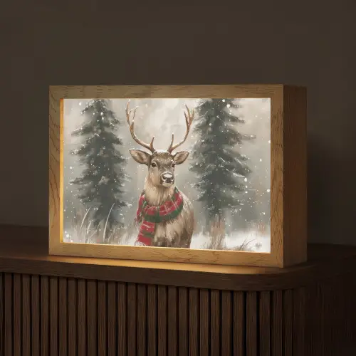 Winter - Bos - Rendier - Donker Light Box met kabel (Tafellamp) klein -z3d_website