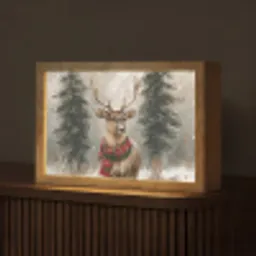 Winter - Bos - Rendier - Donker Light Box met kabel (Tafellamp) klein -z3d_website