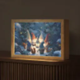 Winter - Gnooms - Eekhoorns - Meerkleurig Light Box met kabel (Tafellamp) klein -z3d_website