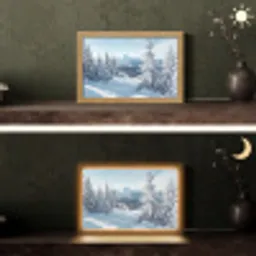 Winterlandschap - Natuur - Berg - Bomen - Sneeuw Light Box met kabel (Tafellamp) klein -sfeer3