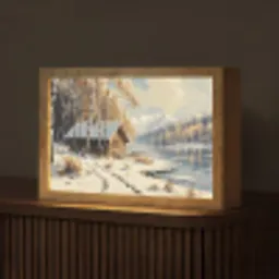 Winter - Sneeuw - Huis - Natuur Light Box met kabel (Tafellamp) klein -z3d_website