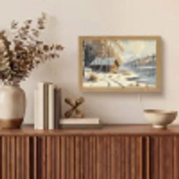 Winter - Sneeuw - Huis - Natuur Light Box met kabel (Tafellamp) klein -sfeer2
